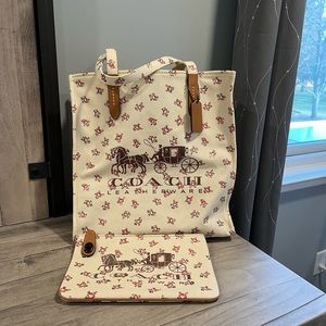 Coach Horse & Carriage Tote with Matching Clutch
